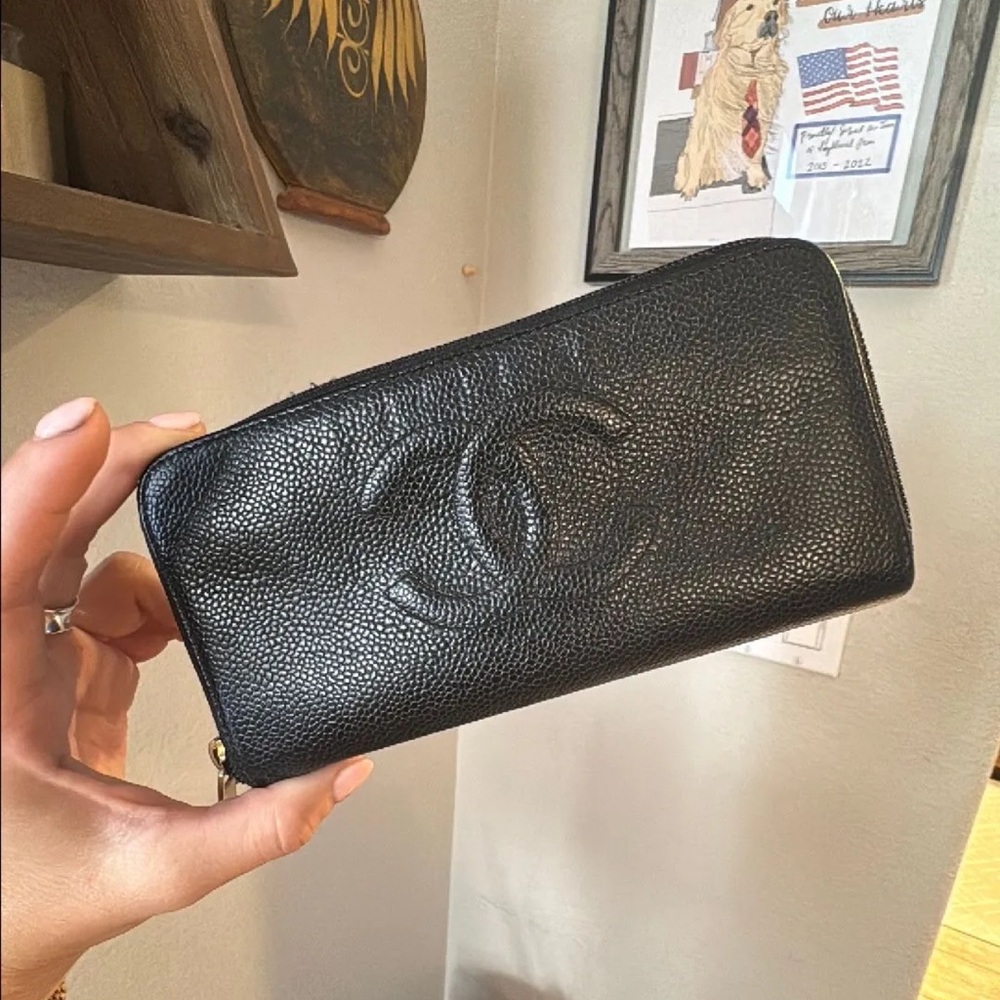 SOLD Chanel Black Caviar Leather Wallet